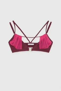 Reggiseno con strass in jersey e tulle