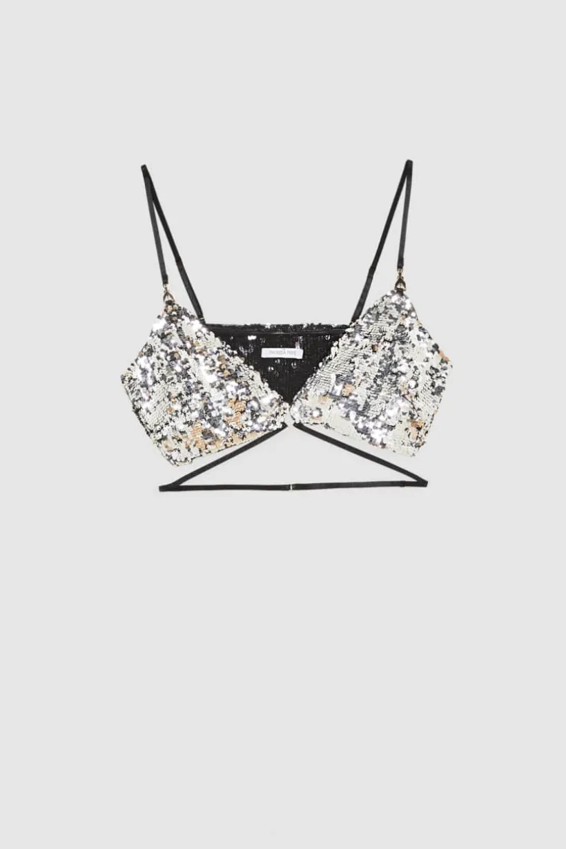 Reggiseno in tulle con paillettes