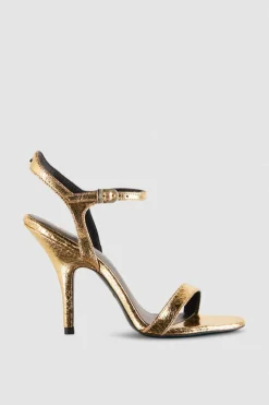 Sandali con tacco in pelle