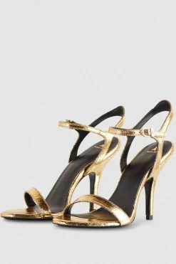 Sandali con tacco in pelle