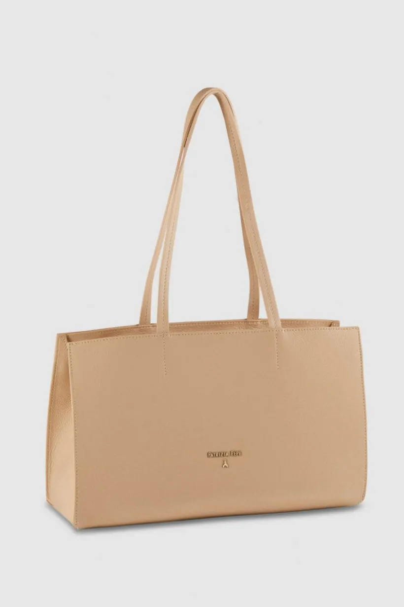 Shopping bag in pelle con zip