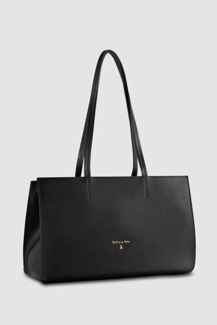 Shopping bag in pelle con zip