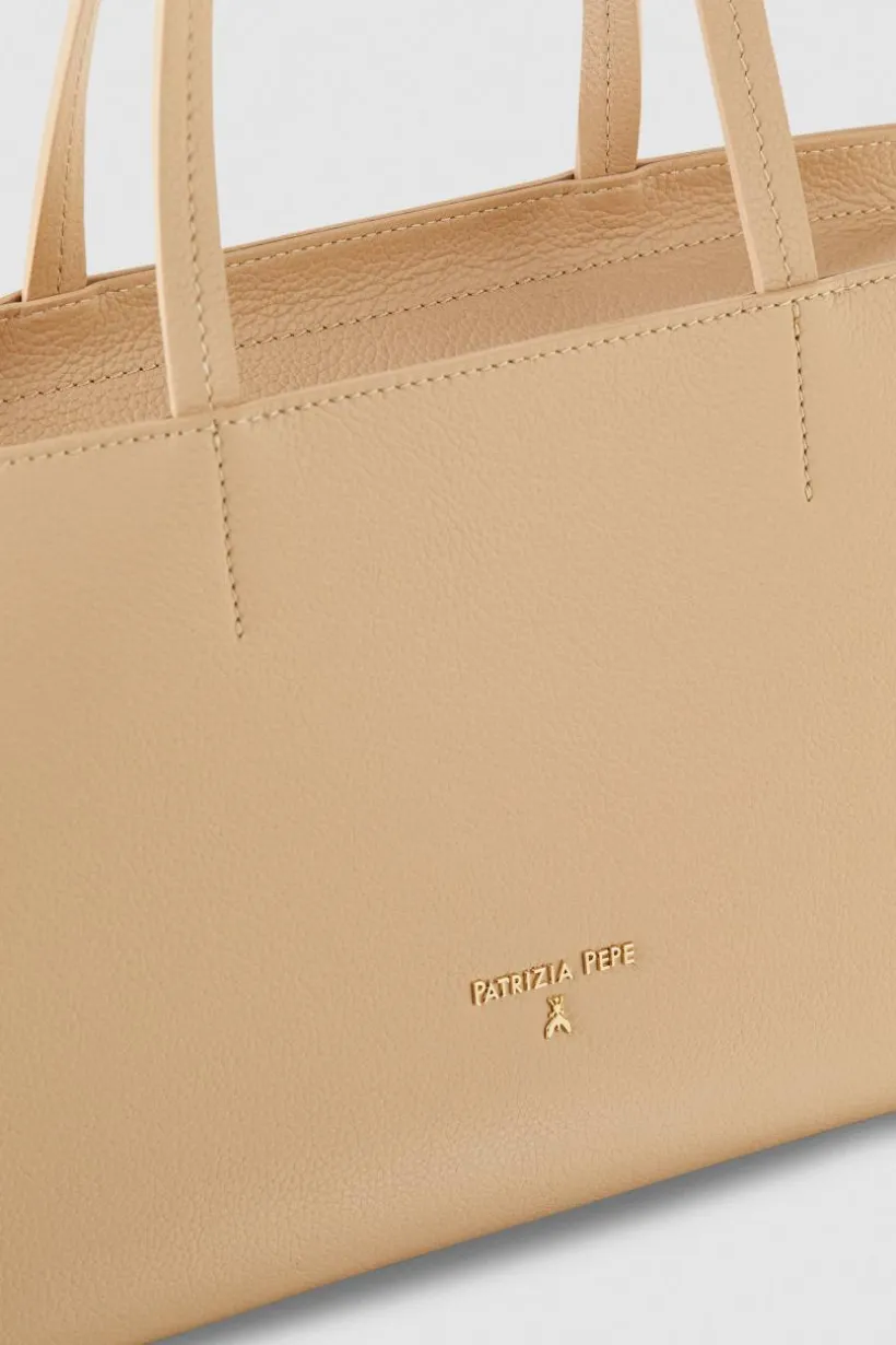 Shopping bag in pelle con zip