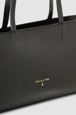 Shopping bag in pelle con zip