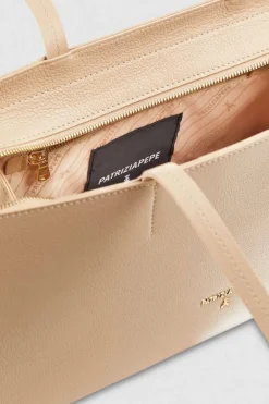 Shopping bag in pelle con zip