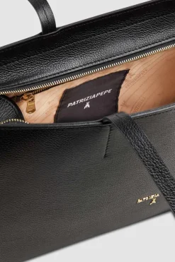 Shopping bag in pelle con zip