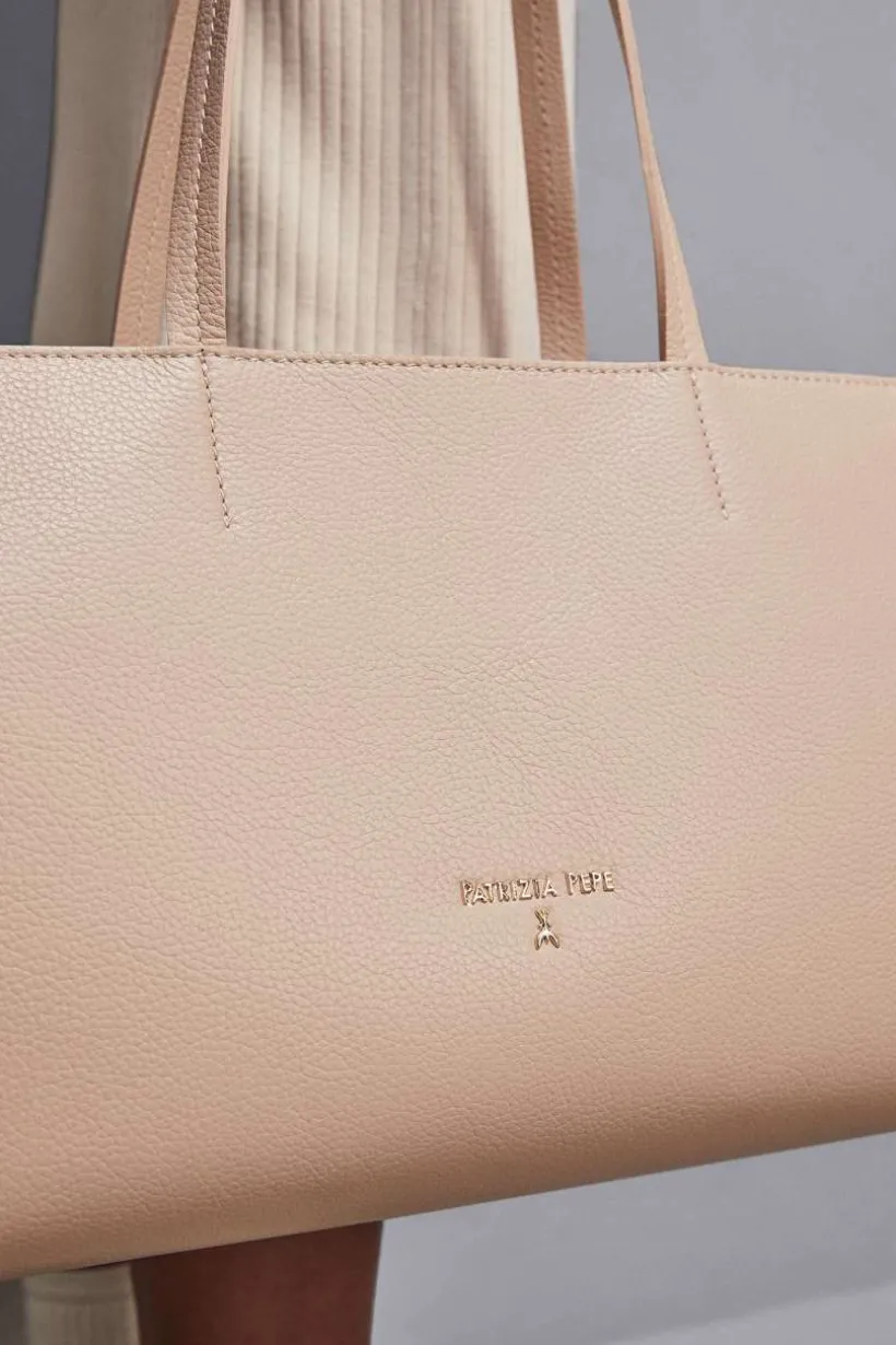 Shopping bag in pelle con zip