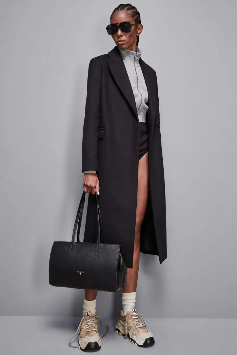 Shopping bag in pelle con zip