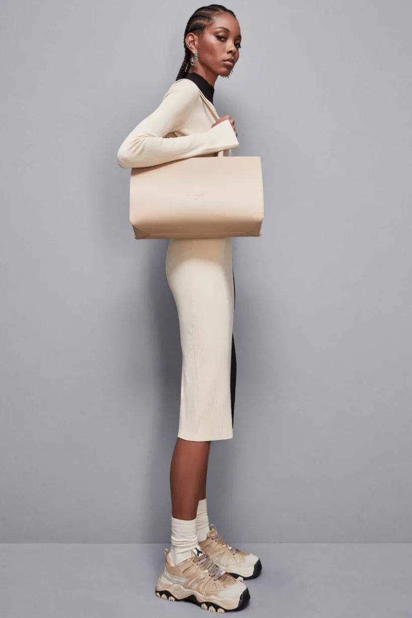 Shopping bag in pelle con zip