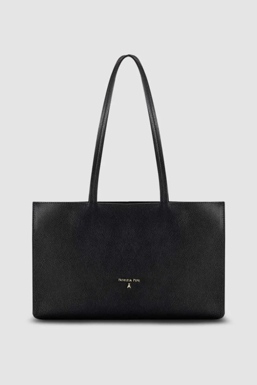 Shopping bag in pelle con zip