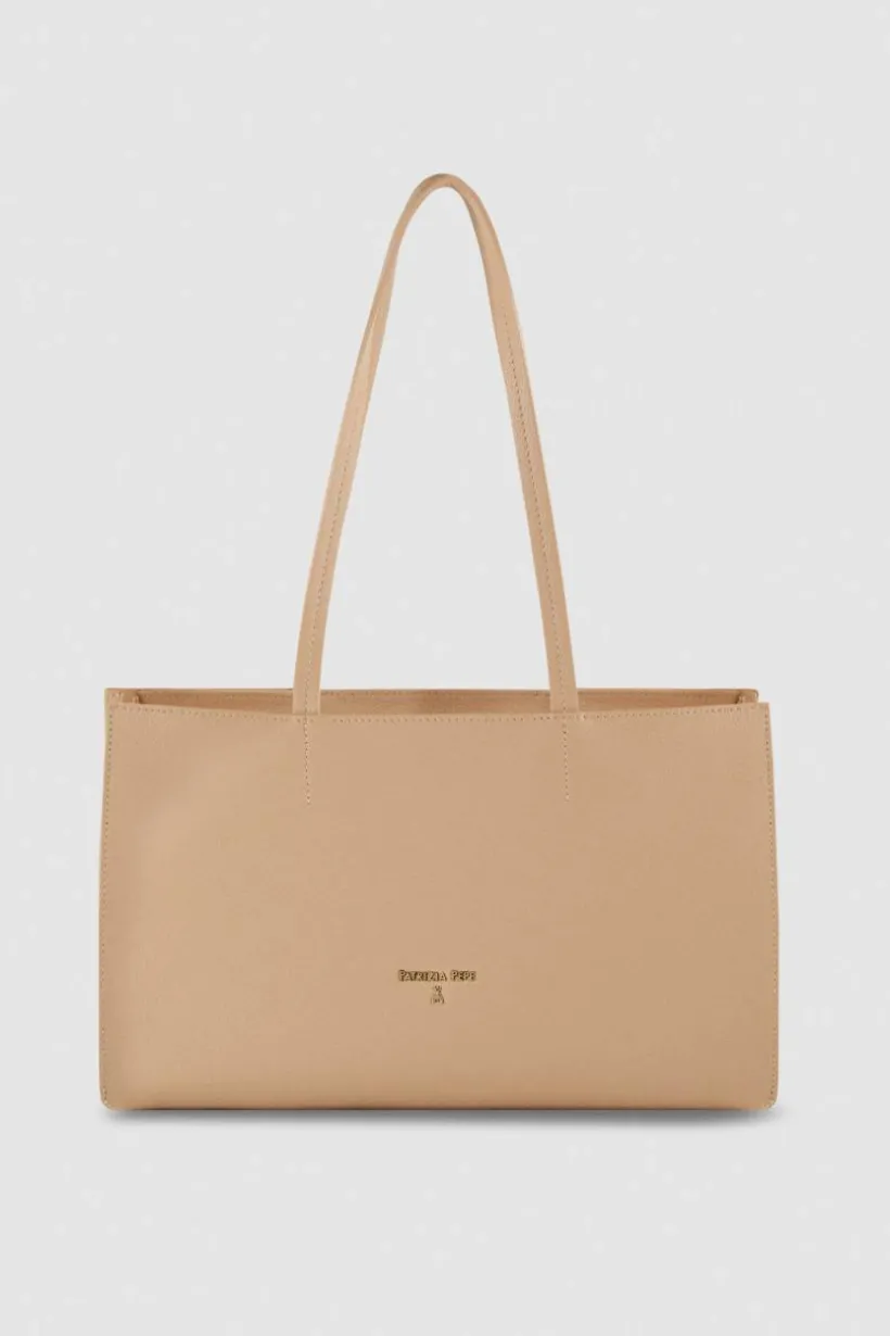 Shopping bag in pelle con zip