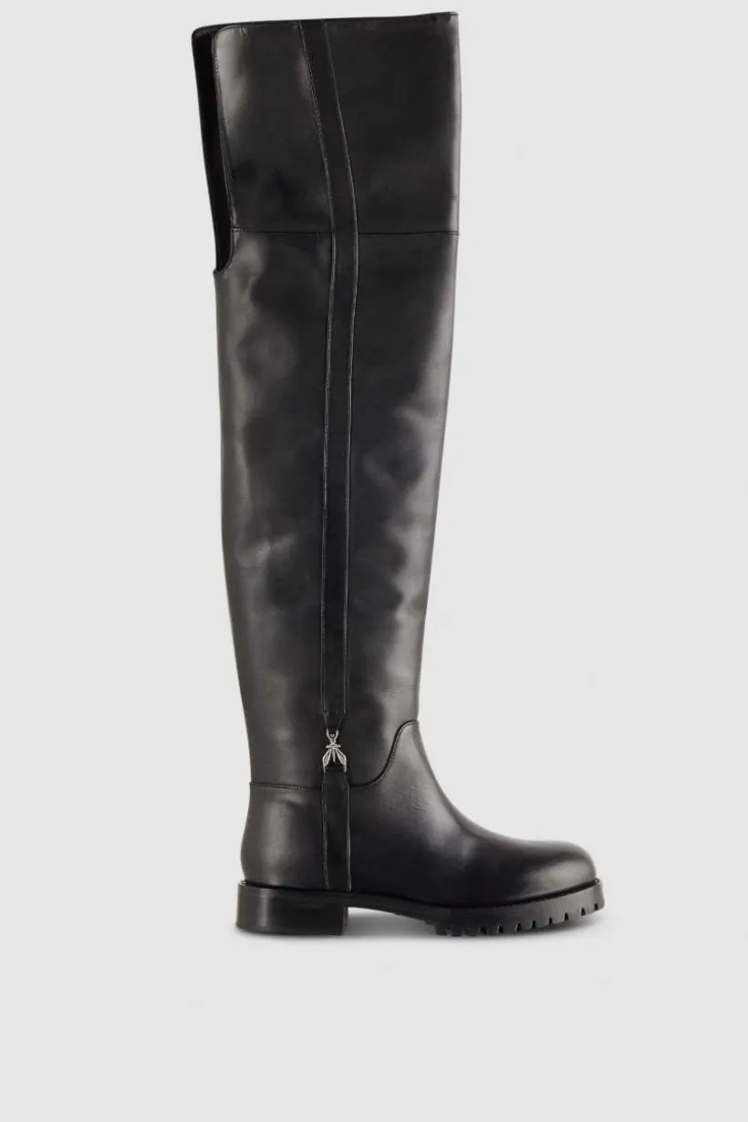 Stivali alti in pelle con zip laterale