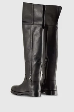 Stivali alti in pelle con zip laterale