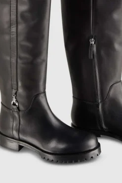 Stivali alti in pelle con zip laterale