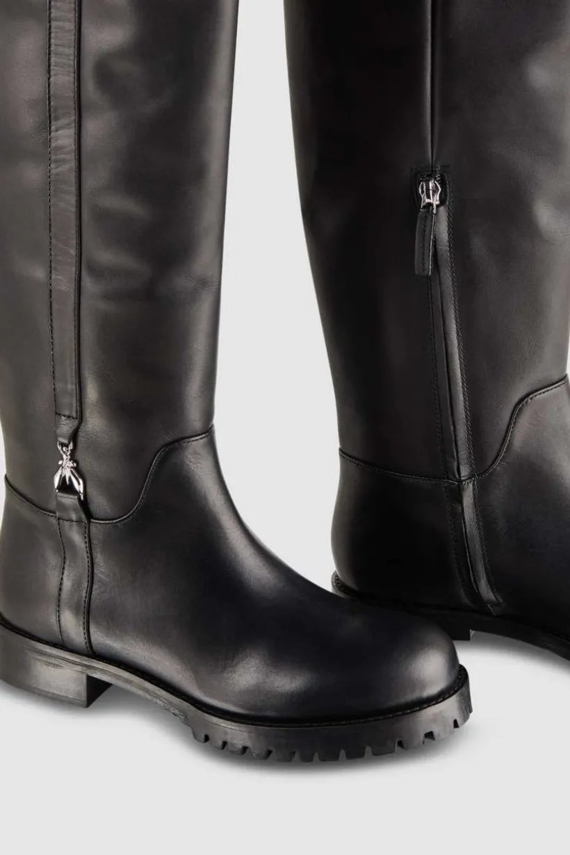 Stivali alti in pelle con zip laterale