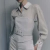 Top bustier gessato in flanella