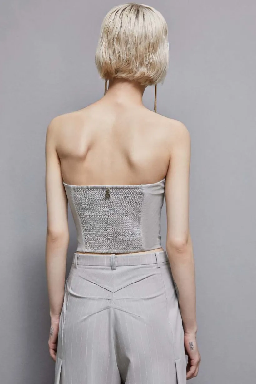 Top bustier gessato in flanella