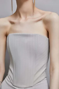 Top bustier gessato in flanella