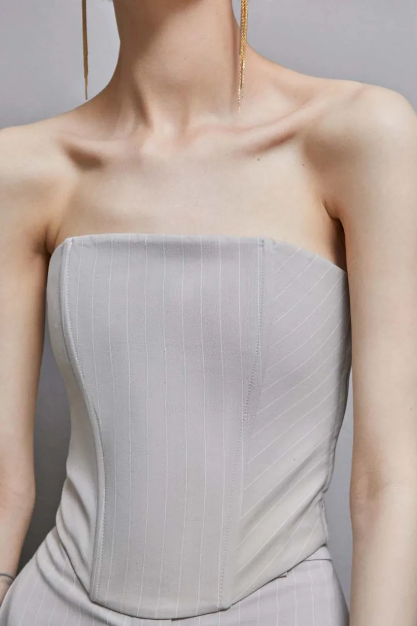 Top bustier gessato in flanella