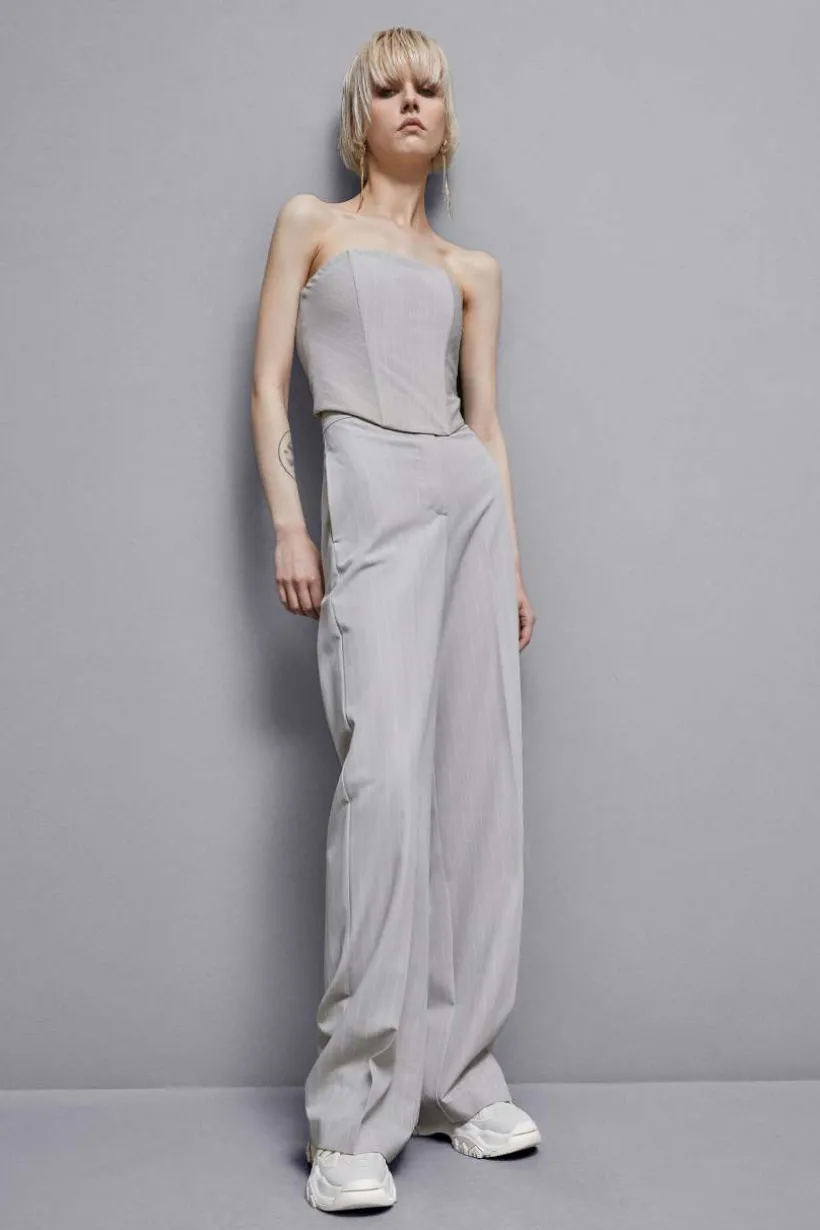Top bustier gessato in flanella