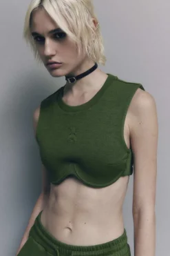 Top cropped in felpa misto cotone
