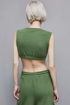 Top cropped in felpa misto cotone