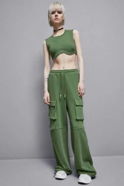 Top cropped in felpa misto cotone