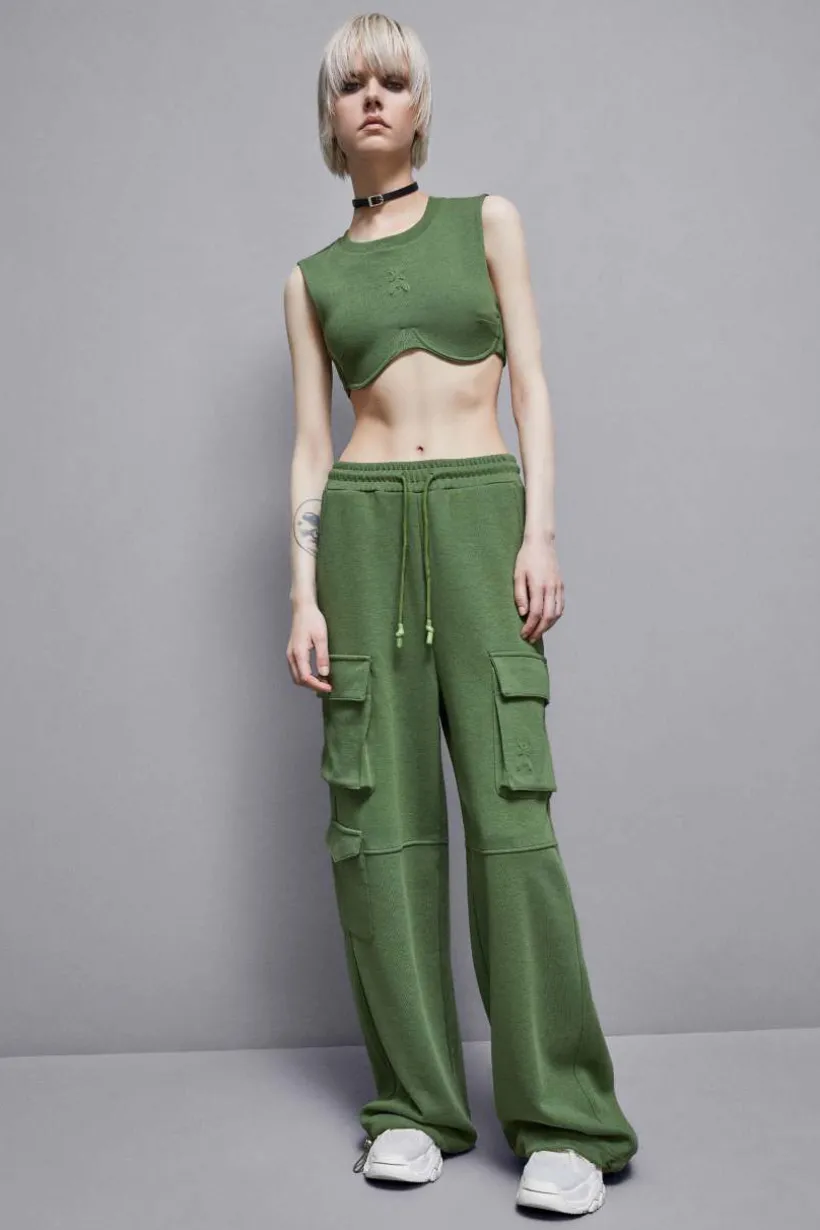 Top cropped in felpa misto cotone