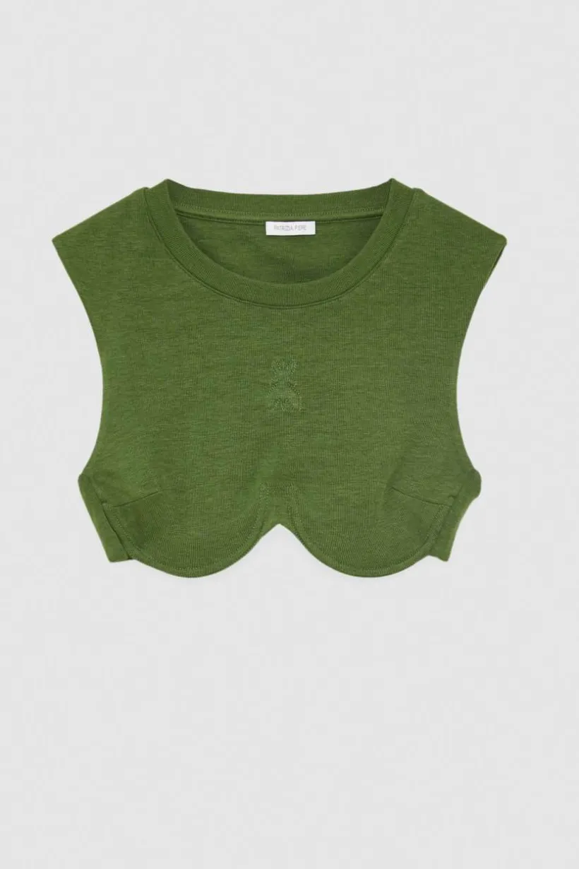 Top cropped in felpa misto cotone