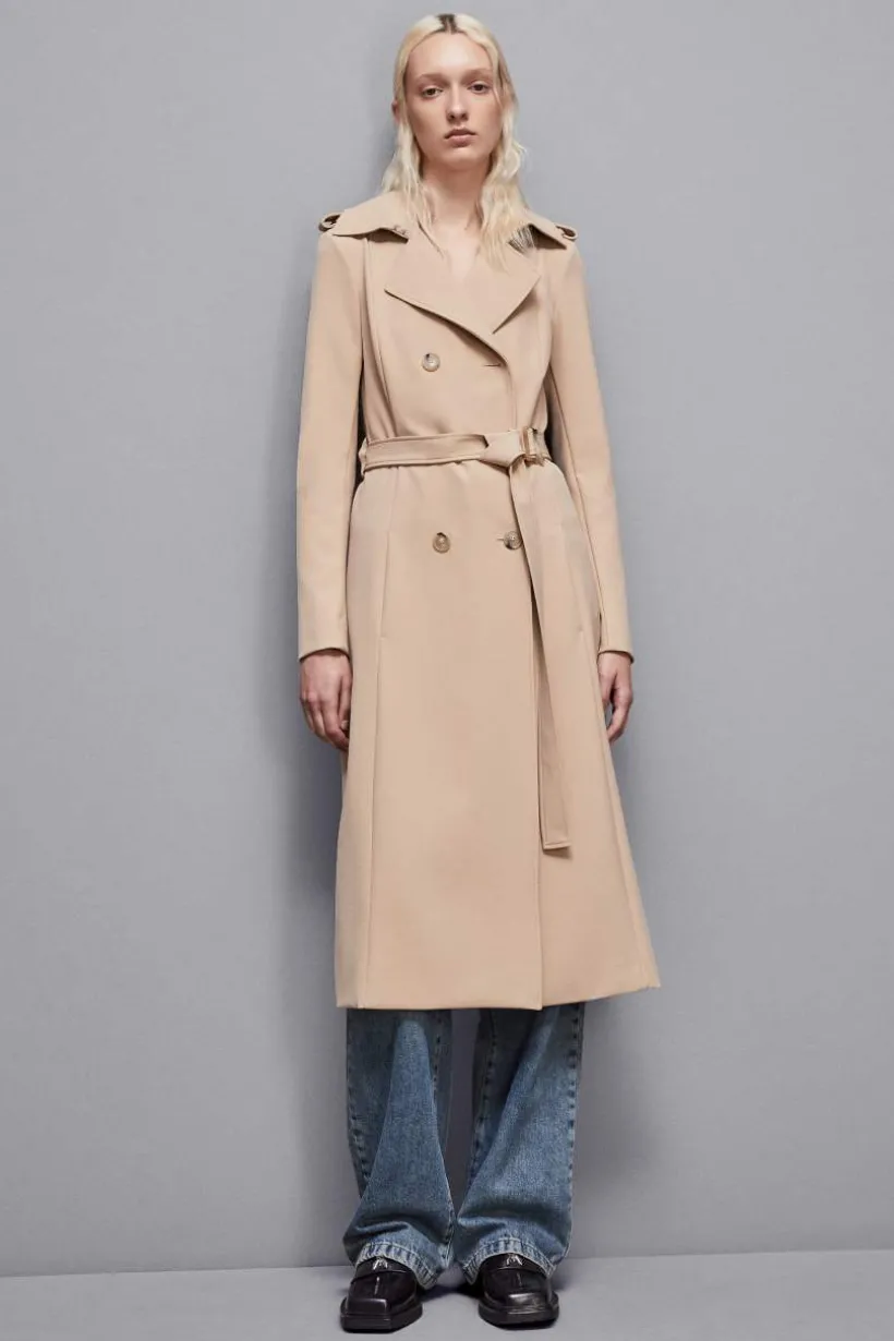 Trench con fibbia in nylon bielastico