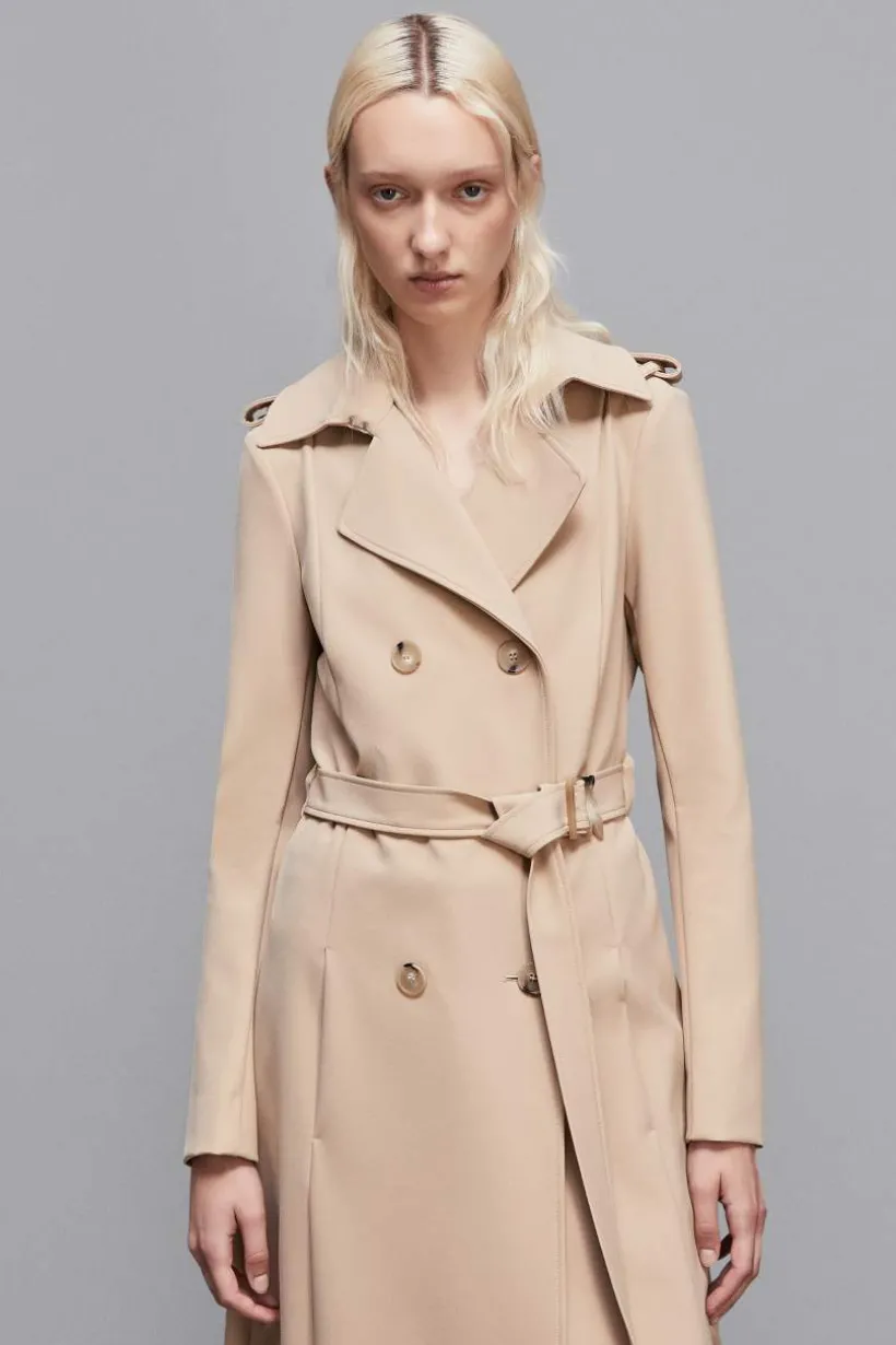 Trench con fibbia in nylon bielastico