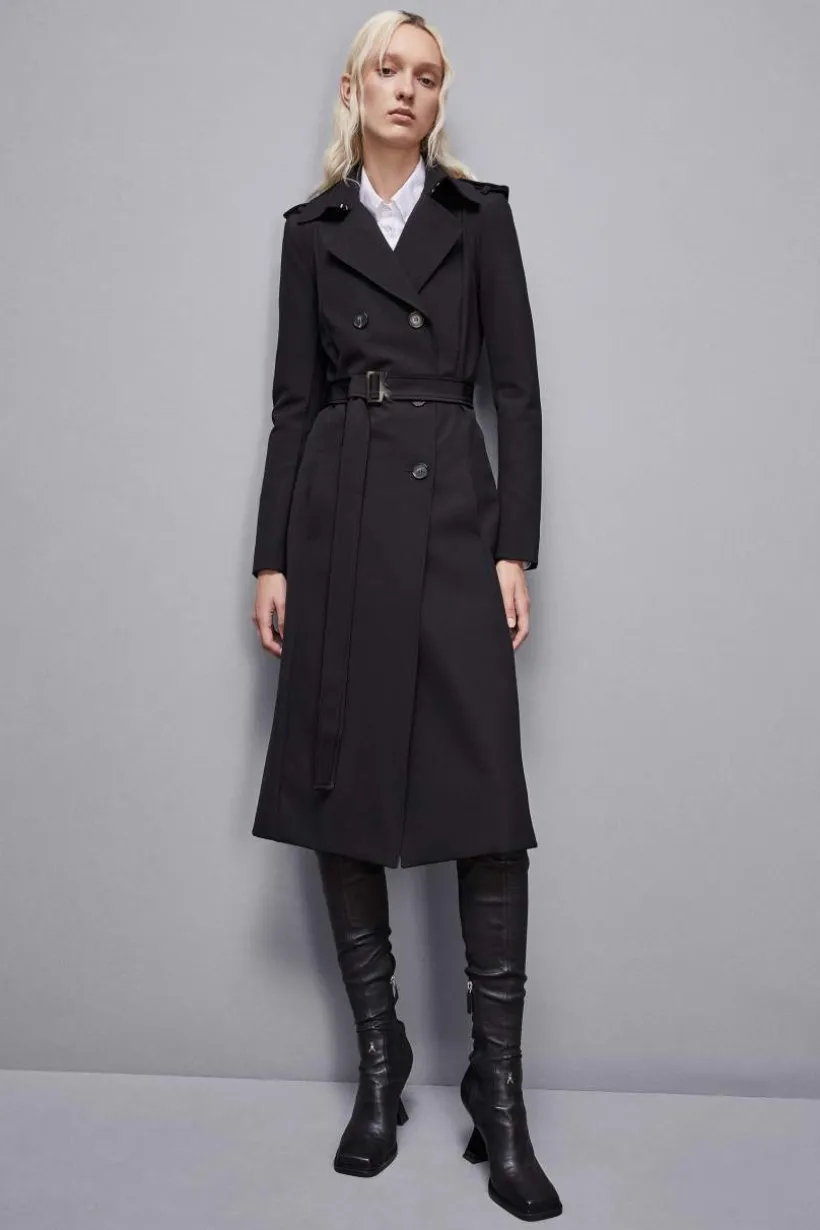 Trench con fibbia in nylon bielastico