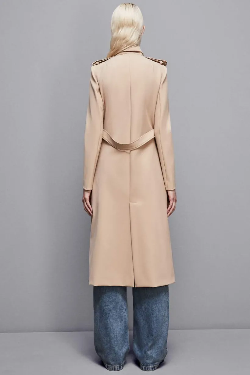 Trench con fibbia in nylon bielastico