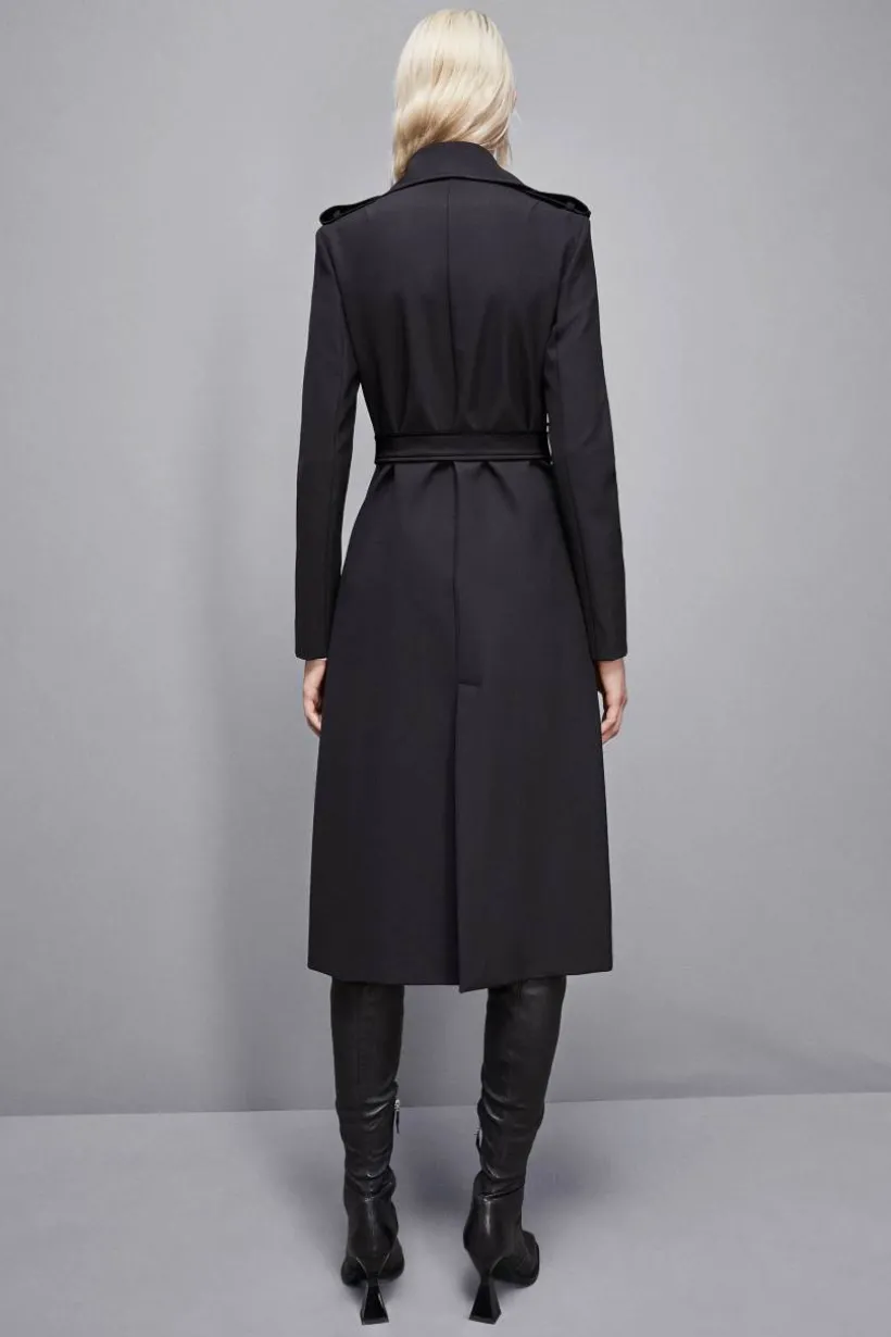 Trench con fibbia in nylon bielastico