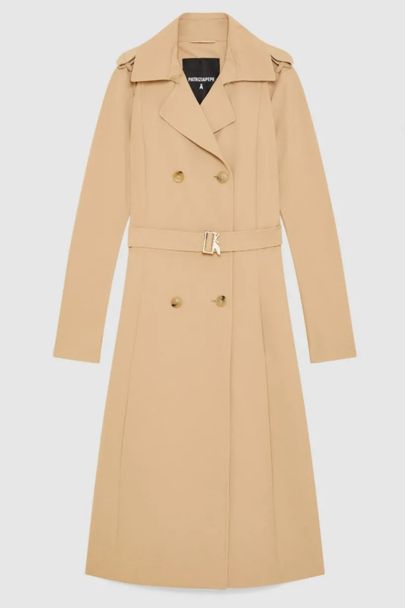 Trench con fibbia in nylon bielastico