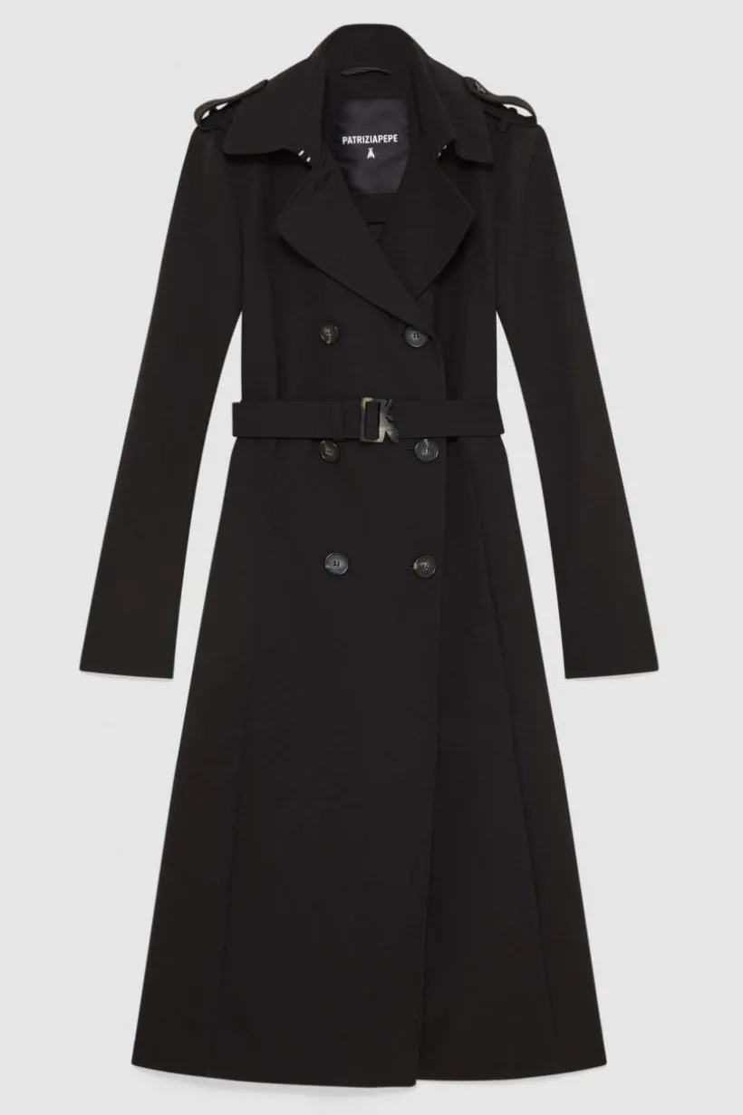Trench con fibbia in nylon bielastico