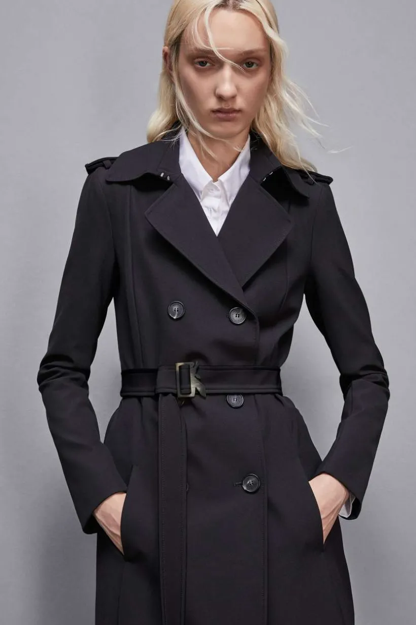Trench con fibbia in nylon bielastico