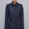 Trench doppio petto in gabardina di cotone