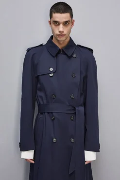 Trench doppio petto in gabardina di cotone