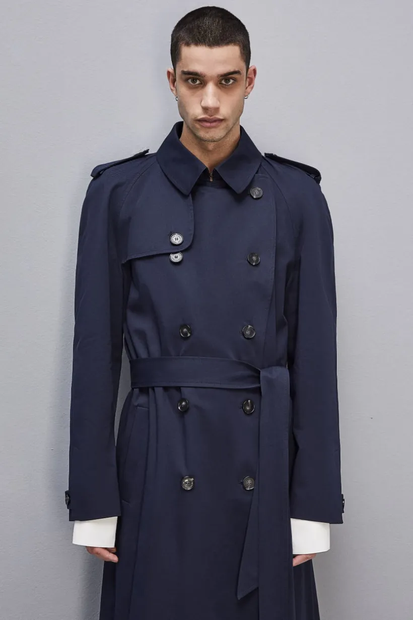 Trench doppio petto in gabardina di cotone