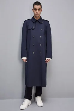 Trench doppio petto in gabardina di cotone