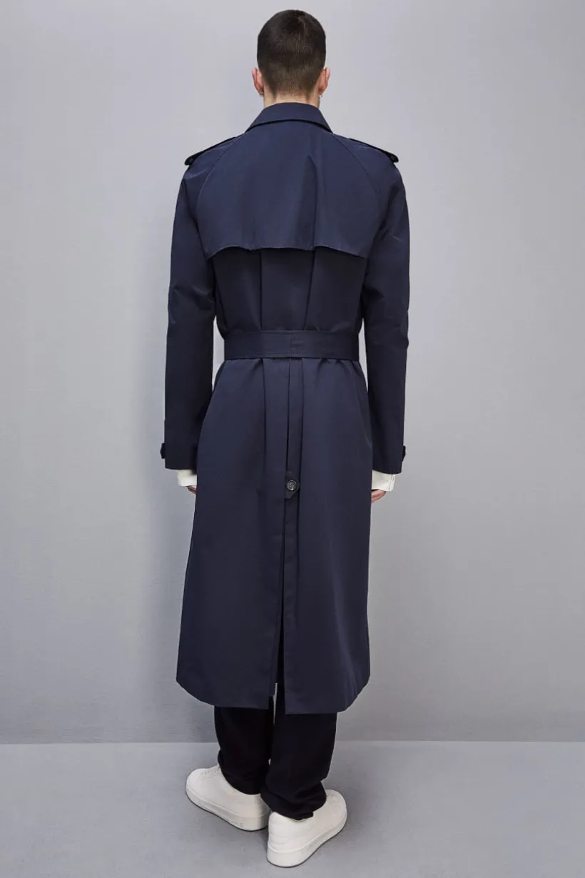 Trench doppio petto in gabardina di cotone