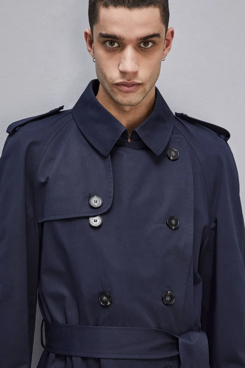 Trench doppio petto in gabardina di cotone