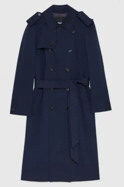 Trench doppio petto in gabardina di cotone