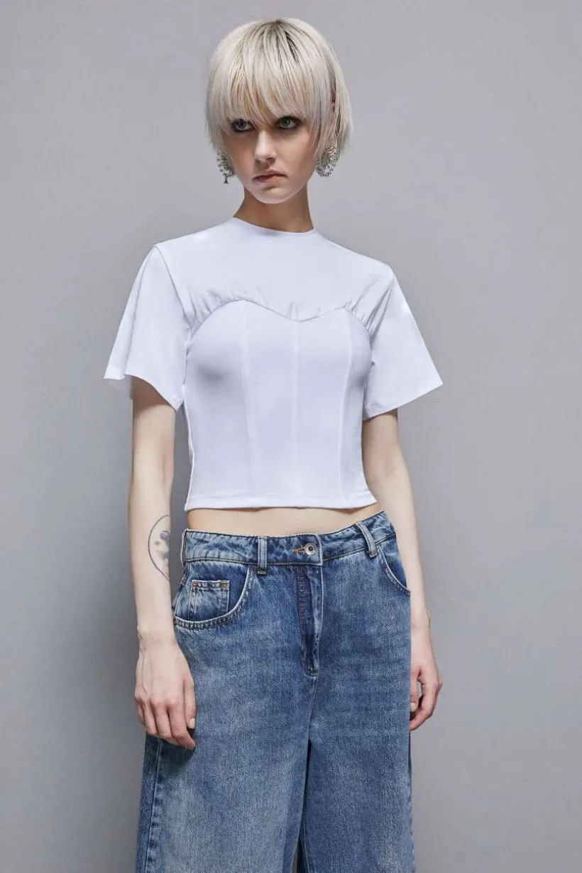 T-shirt bustier in Jersey di cotone