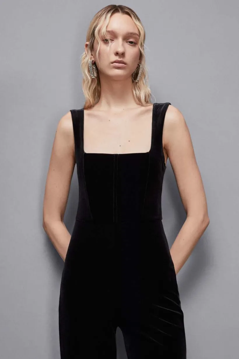 Tuta bustier in velluto Essential
