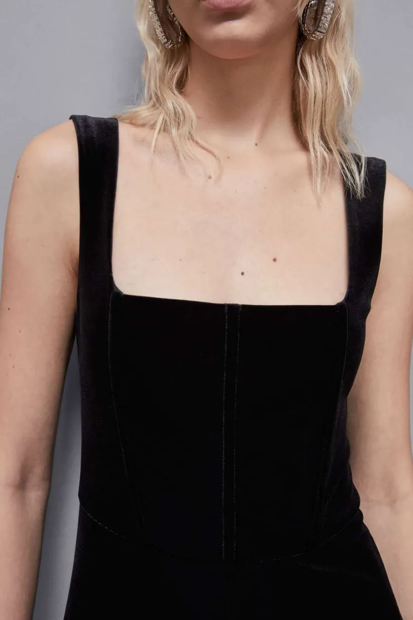 Tuta bustier in velluto Essential